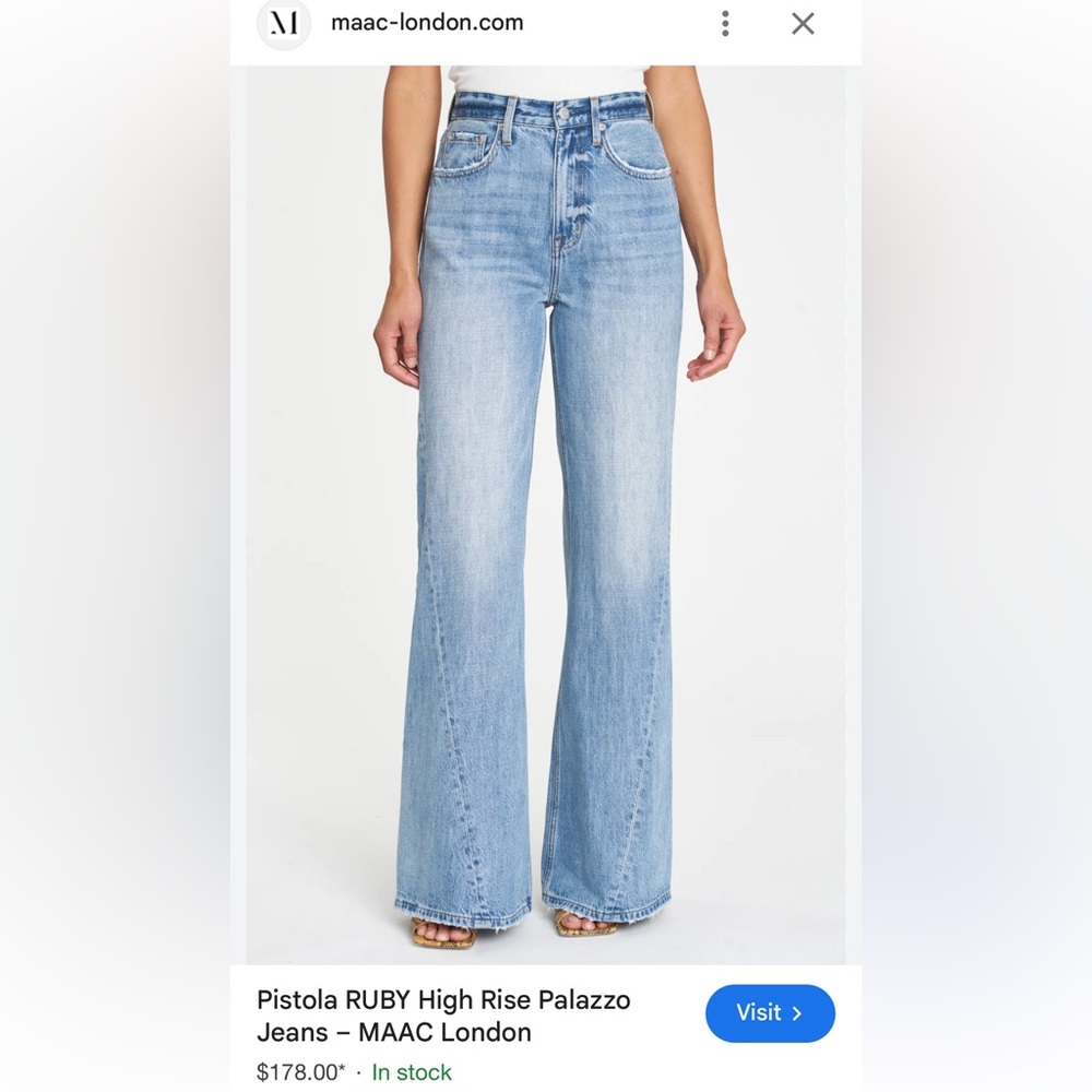 Pistola Ruby high rise palazzo size 29 light wash